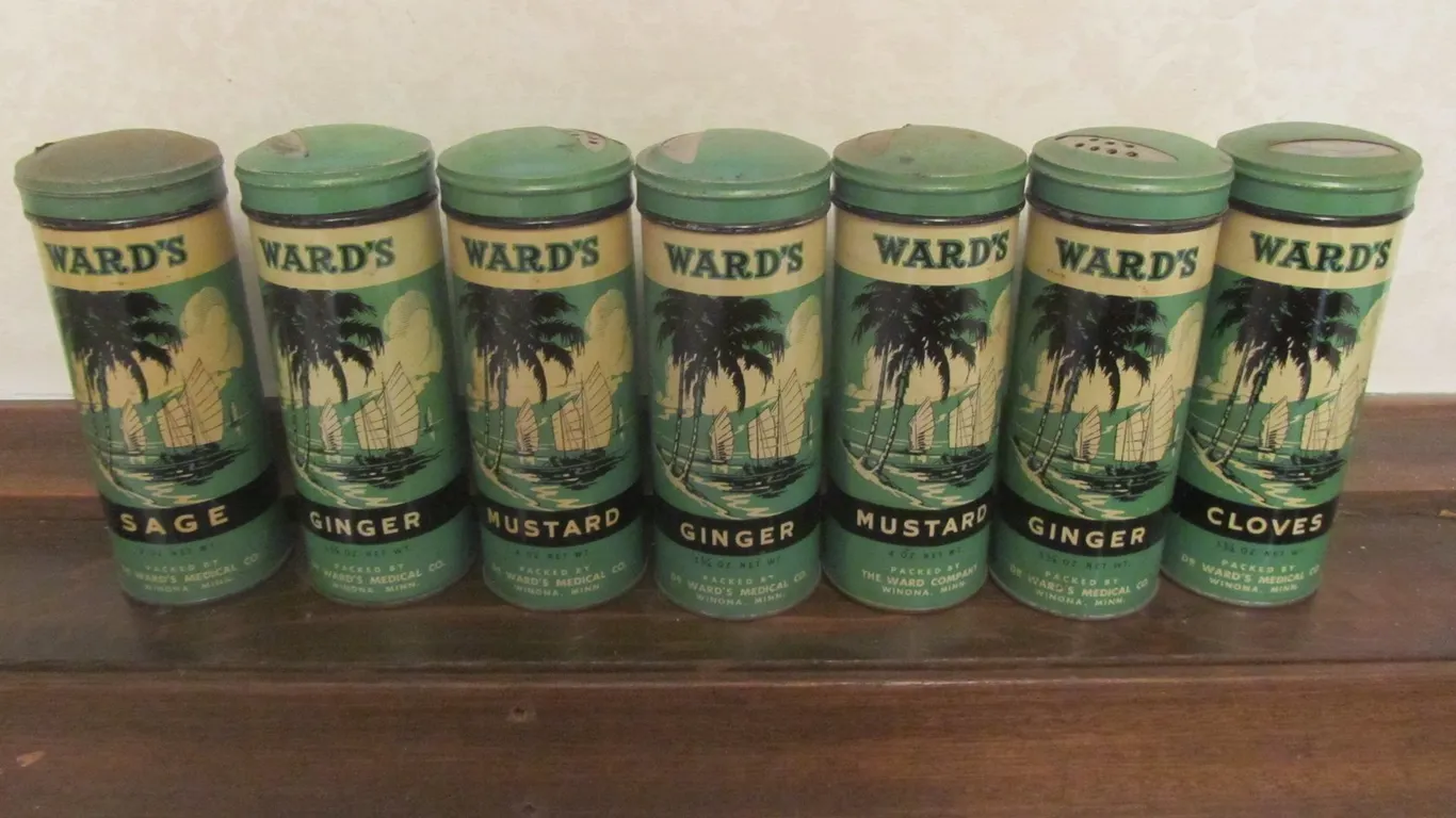 (7) Vintage Ward's Herb Containers