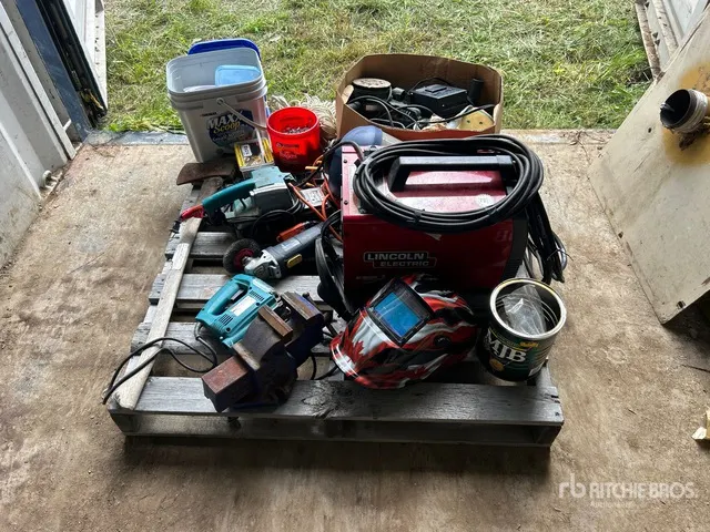 Lincoln Electric Welder w/ Welding Helmet, Power Tools, Bench Vises, Extension Cords & Assorted Shop Tools