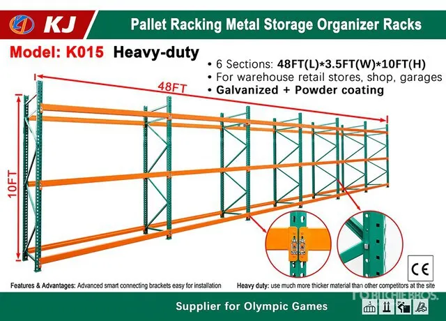 2026 KJ K015 3 ft 6 in x 48 ft Pallet Racking (Unused)