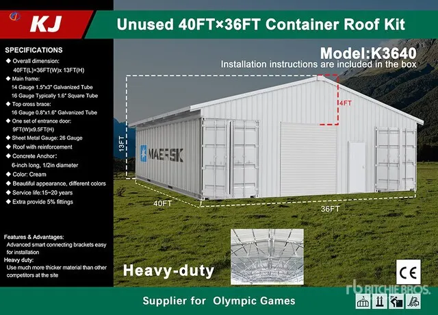 2026 KJ K3640 36 ft x 40 ft Enclosed Storage Canopy (Unused)