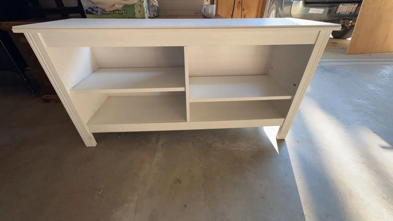 White Wood Console Table with Shelves, 47" x 16" x 30"