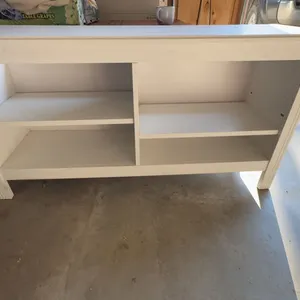 White Wood Console Table with Shelves, 47" x 16" x 30"