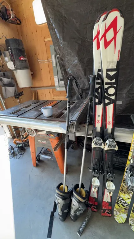 Volkl RTM 73 Skis With Bindings, Salomon Boots (315mm), Poles 125cm