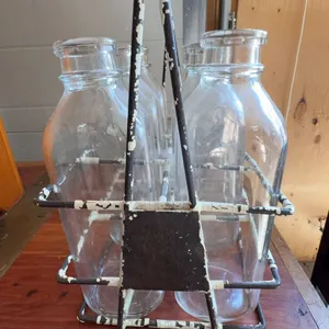 Milk Bottle Carrier with Six Glass Milk Bottles