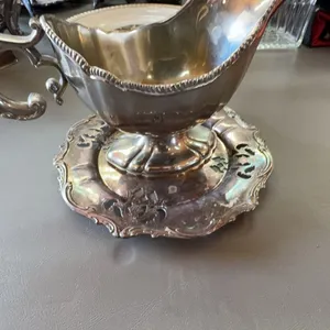 Poole Silver Co. Silver Plated Gravy Boat with Underplate