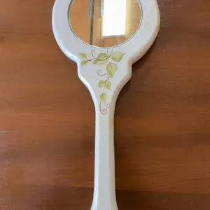Hand-Painted Floral Wooden Hand Mirror