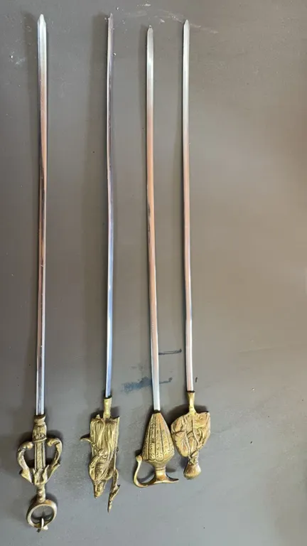 Four Brass Handle Stainless Steel Skewers Italy