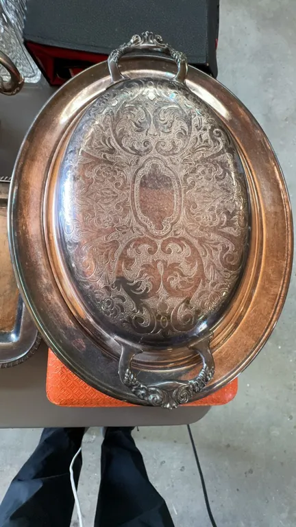 Sheffield Silver Co. Silver-Plated Covered Serving Platter 19"