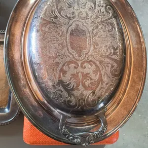 Sheffield Silver Co. Silver-Plated Covered Serving Platter 19"