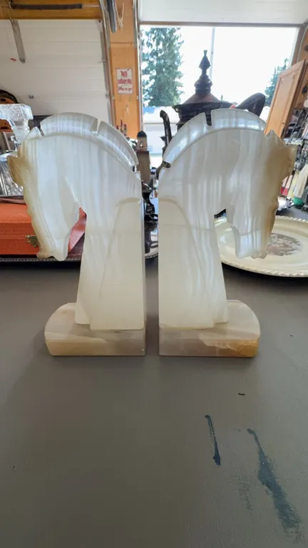 Onyx Horse Head Bookends Made in Mexico