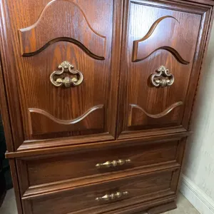 Wooden Cabinet With Brass Hardware, 49"H x 36"W x 21"D