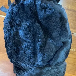 Black Fur Hand Warmer Purse with Zipper Closure