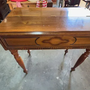 Wooden Writing Desk with Hinged Top and Turned Legs