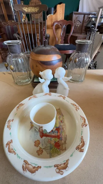 Decorative Housewares Including Child's Bowl, Wood Box, Glass Jars and Placemats