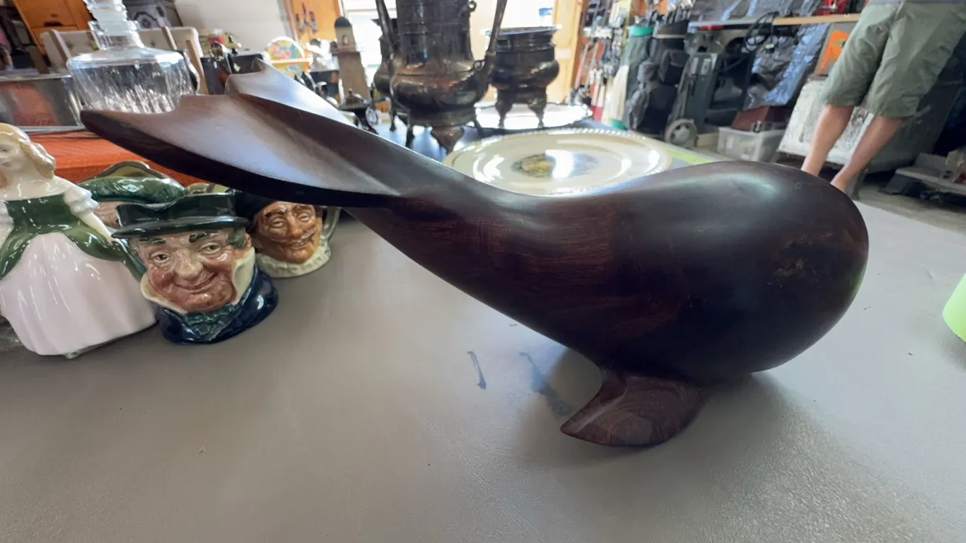 Solid Myrtle Wood Hand Carved Whale Sculpture