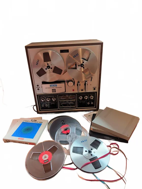 Akai 1730-SS Reel-to-Reel Tape Deck With Tapes and Accessories