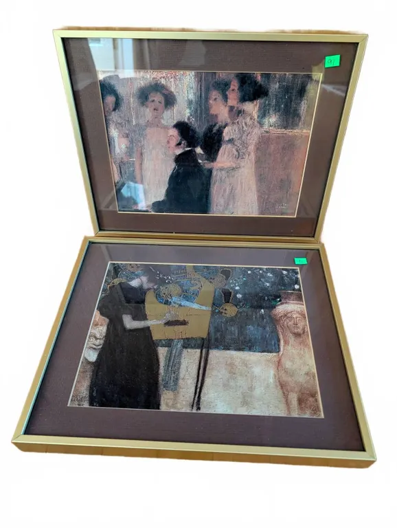 Framed Prints After Gustav Klimt, 11x13 Inches Each