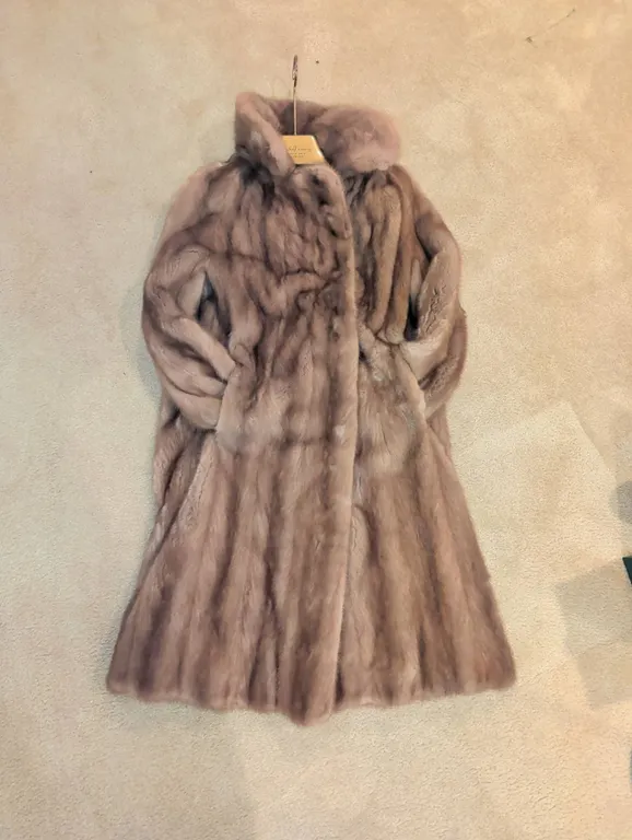 Budd's Furs Full-Length Mink Coat with Embroidered Lining