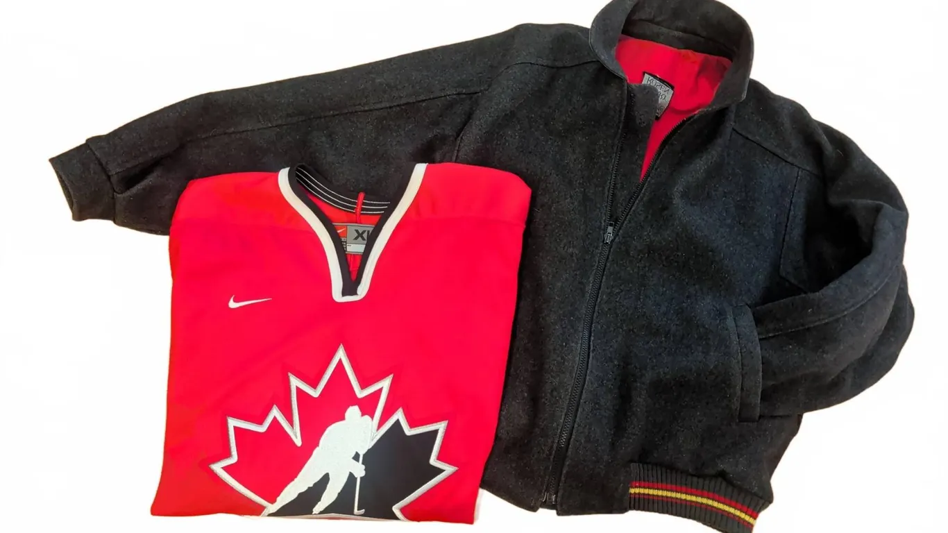 Harry Rosen Wool Jacket and Nike Team Canada Hockey Jersey XL