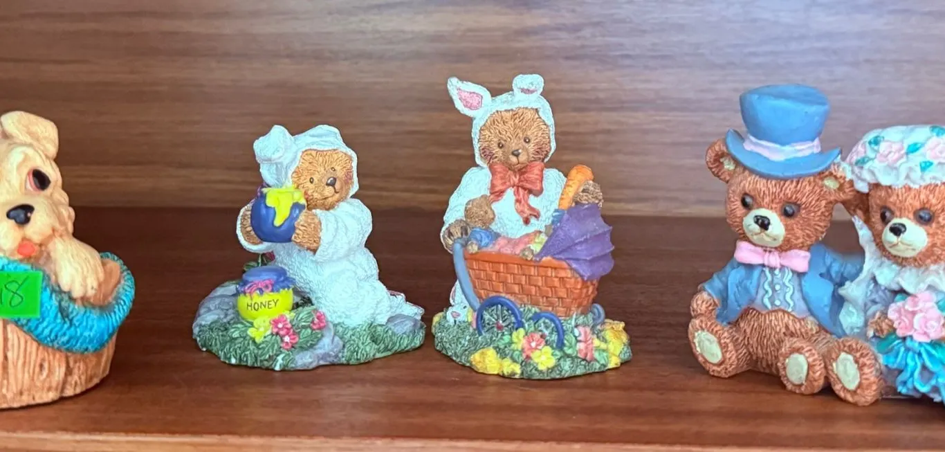 Resin Bear and Dog Figurines Group of Four