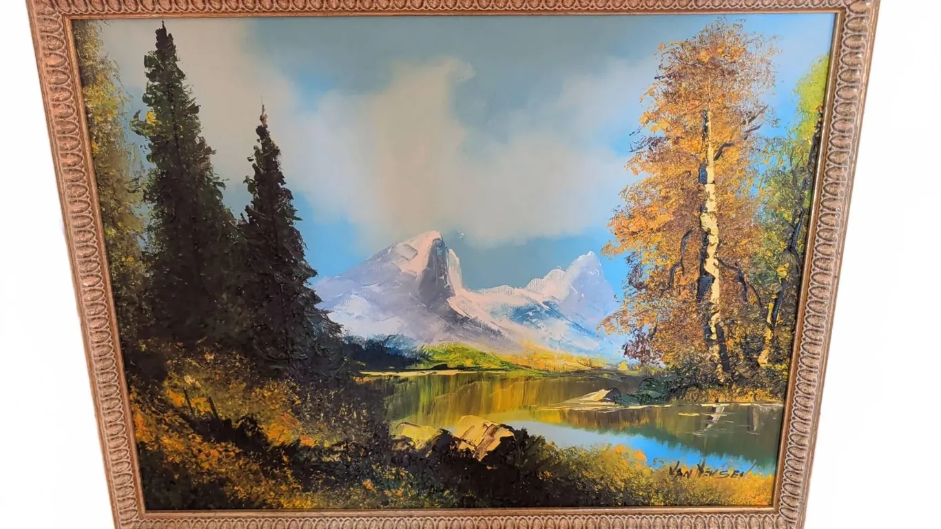 Van Hensen Landscape Oil Painting, Framed, 27" x 21"