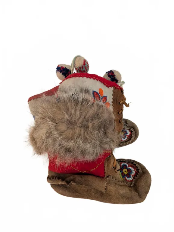 Indigenous Hyde Outerwear with Beadwork, Genuine Fur and Pom Poms