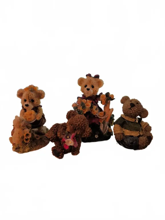 4 Bear-Themed Resin Figurines