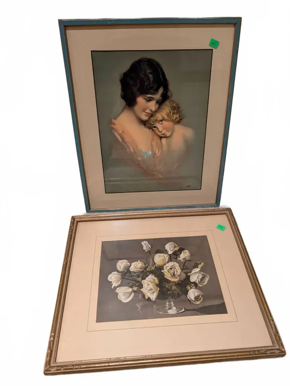 Framed Prints: 1929 Brown & Bigelow and Still Life Roses