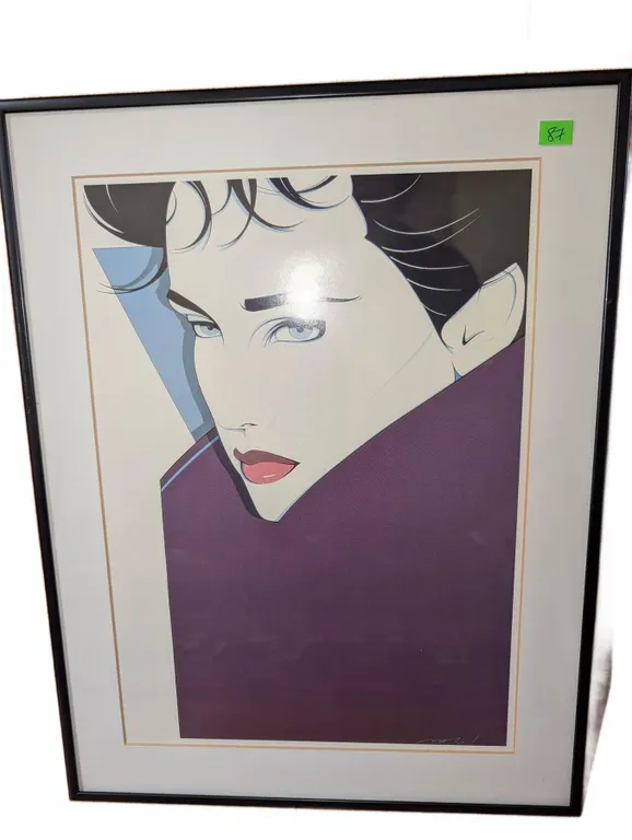 Framed Patrick Nagel Art Print, 17 Inch Height