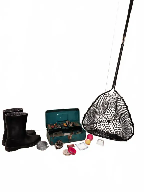 Gibbs Rubber Net, Weather Mate Boots, Tackle Box & Fishing Gear