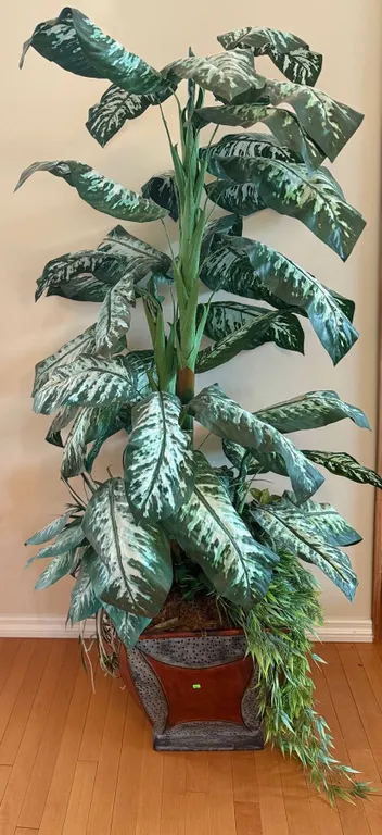 Tall Artificial Dieffenbachia Plant in Decorative Pot