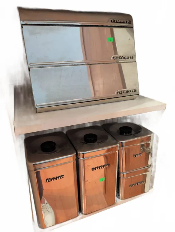Queenline By Parmalite Chrome Kitchen Canister Set and Dispensers