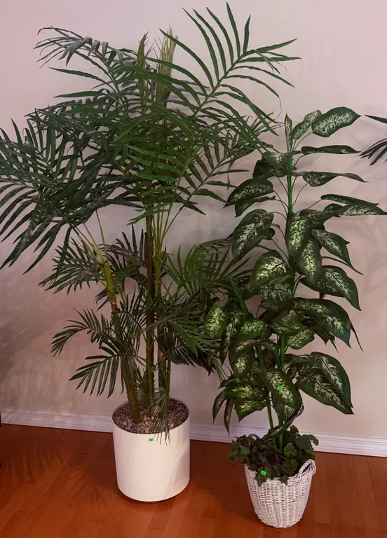 Two Artificial Potted Plants with Planters