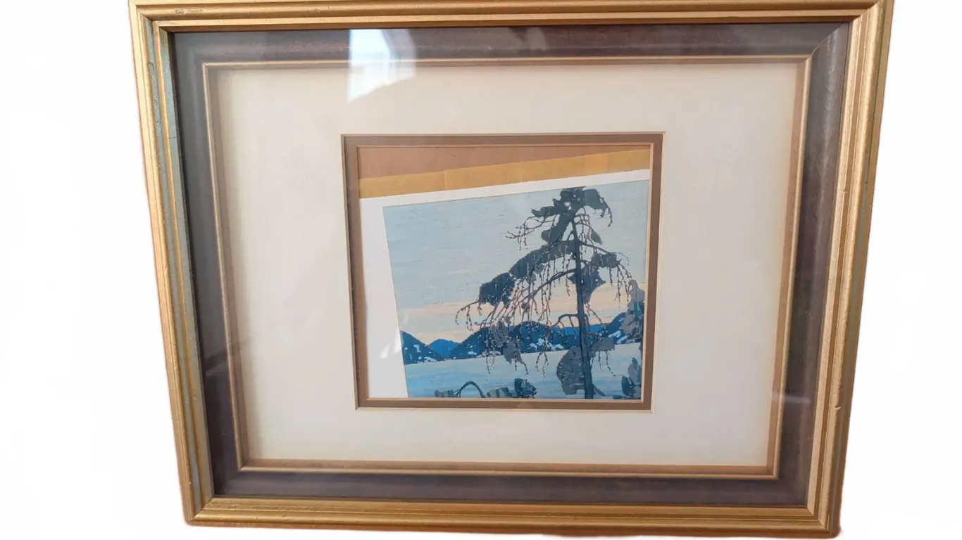 Framed Tom Thomson Print with Double Mat and Gold Frame