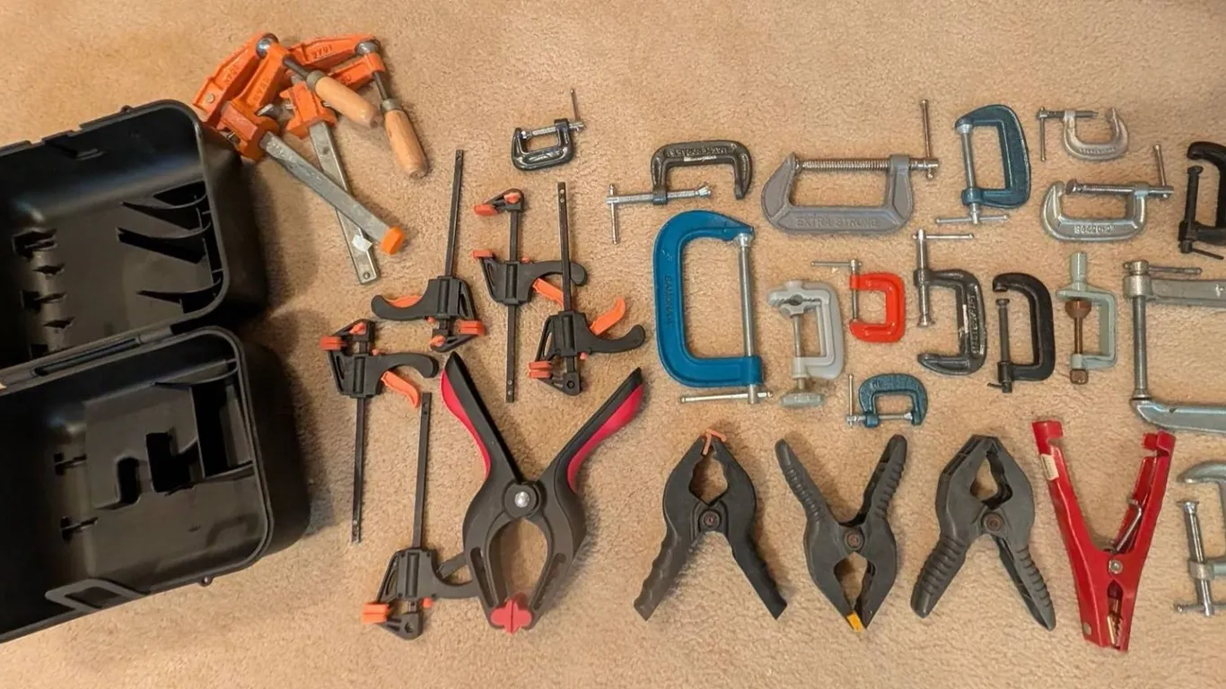 Assorted Clamp Co0llection w/ Cube Case