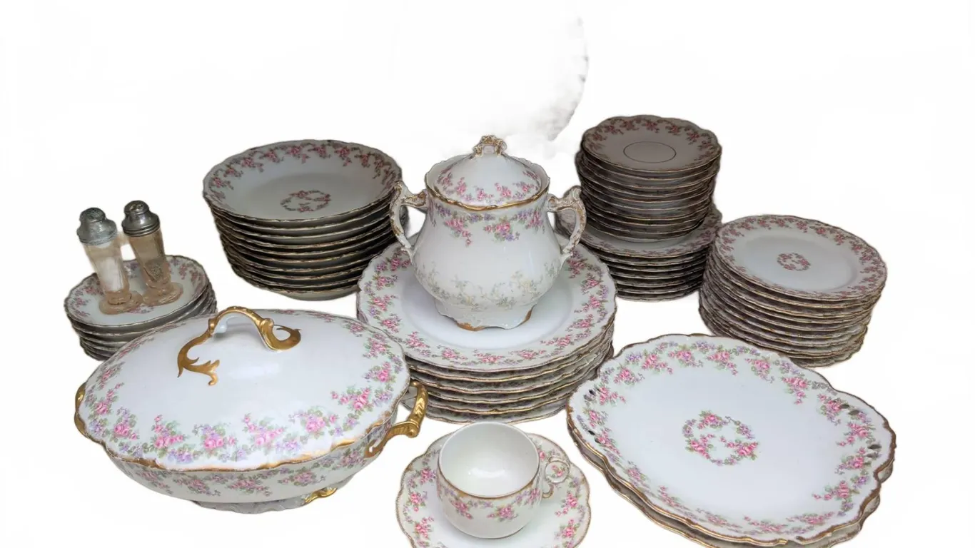 Rare Antique Limoges Elite Works Porcelain Dinnerware Set