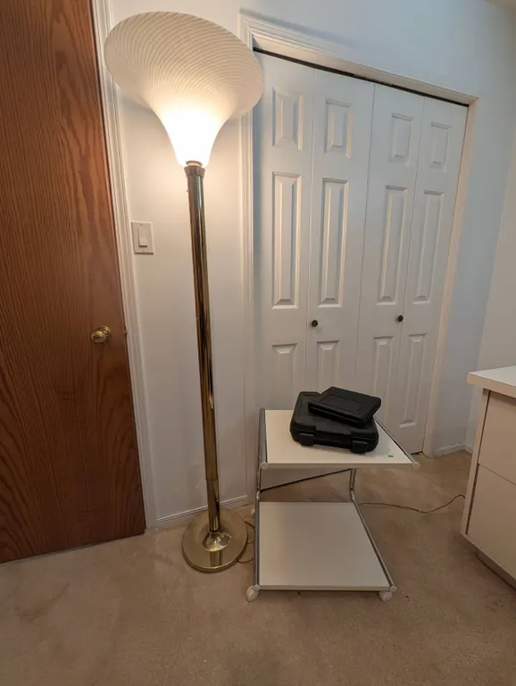 Brass Floor Lamp w/ Multi Function Unit on Castors & 2 Tool Totes