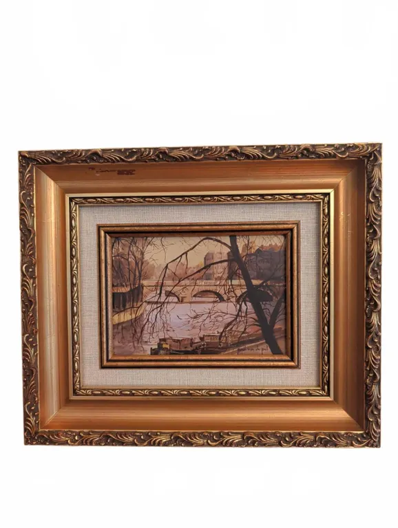 Paul van de Pol Framed Painting of Seine River, Paris