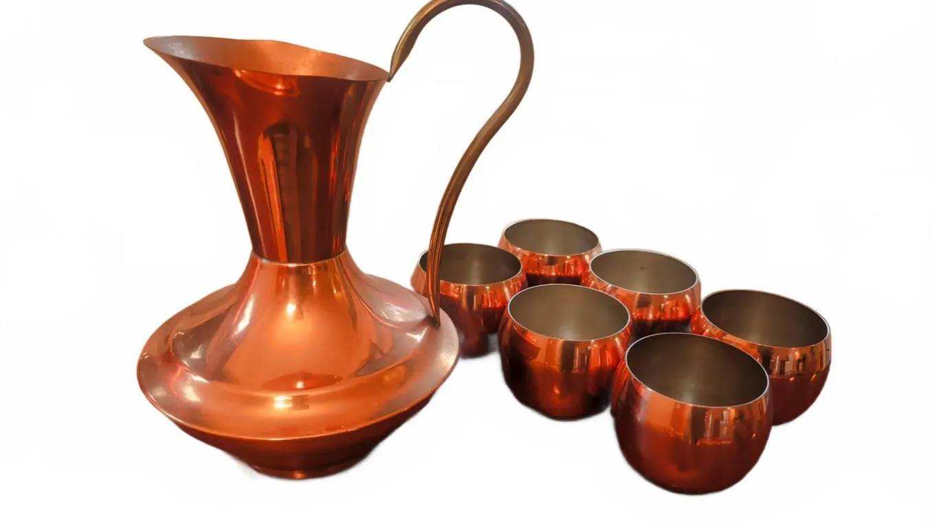 Coppercraft Guild Copper Pitcher and 6 Cups Set