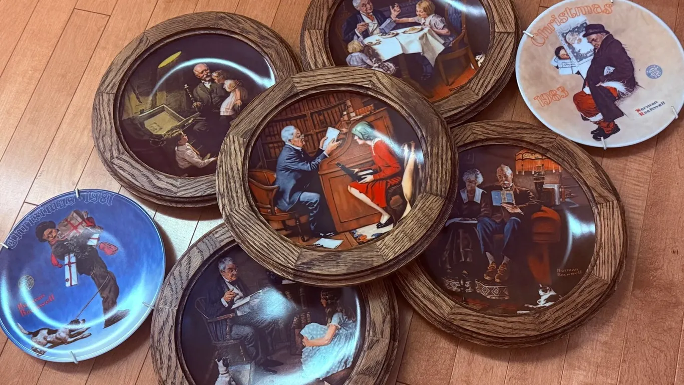 6 Norman Rockwell Collector Plates with Decorative Rims