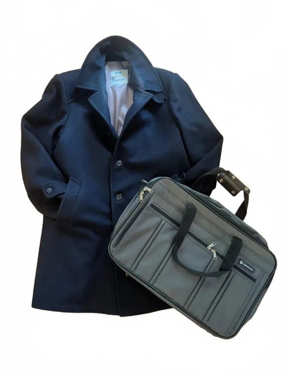 London Fog 42R Wool Overcoat and Samsonite Laptop Bag