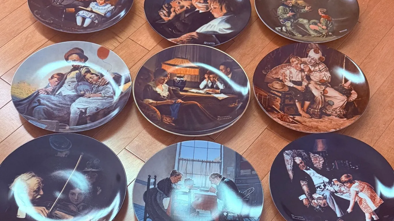 Norman Rockwell Collector Plate Set, Set of 9