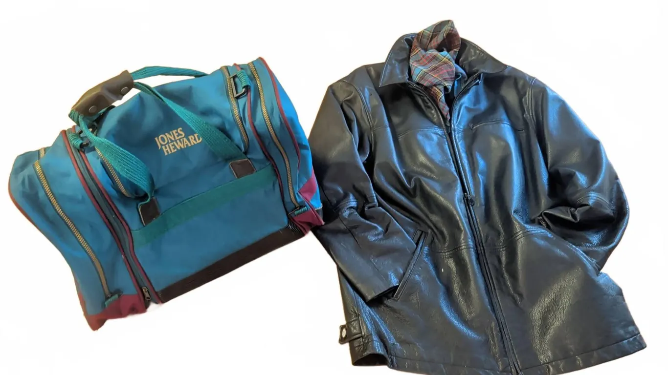 Danier Leather Jacket and Jones Heward Duffle Bag