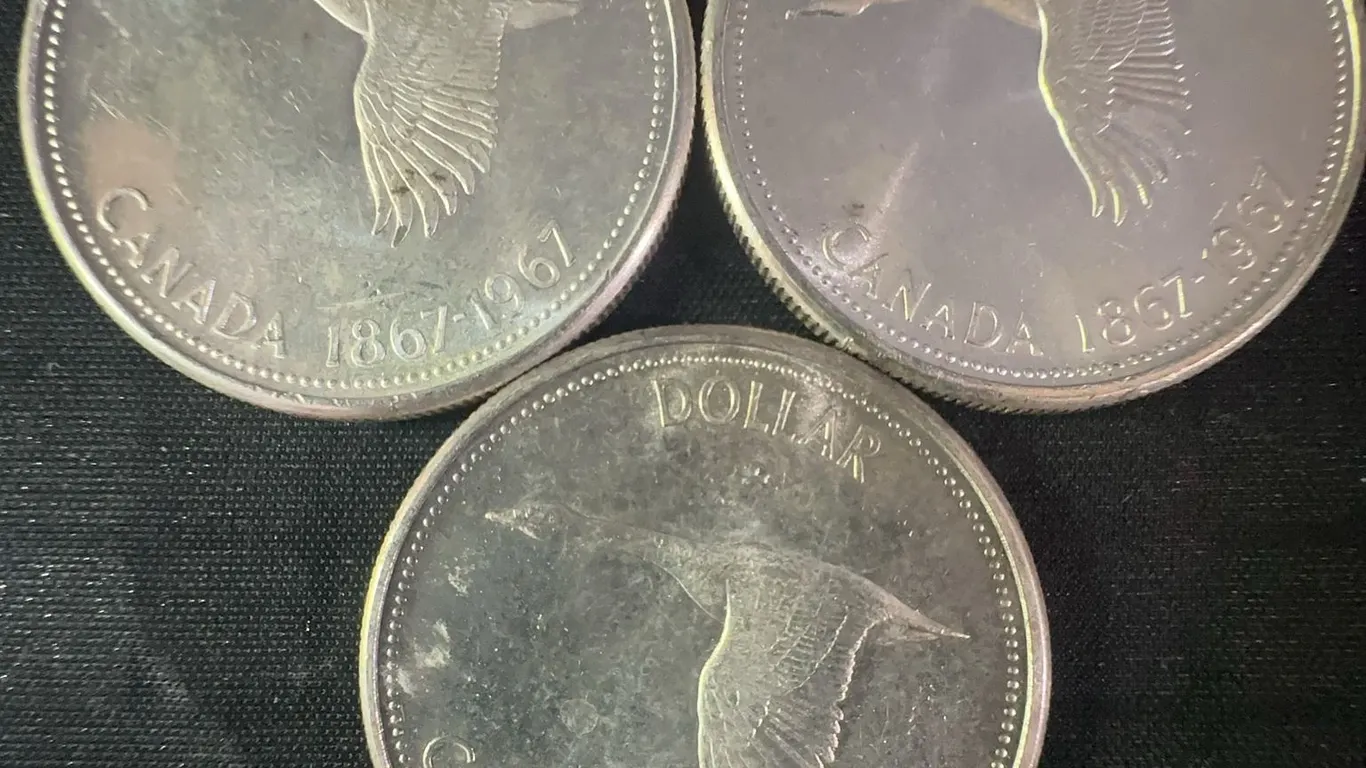 3 Canadian .800 Silver Dollar Coins 1867-1967 Confederation