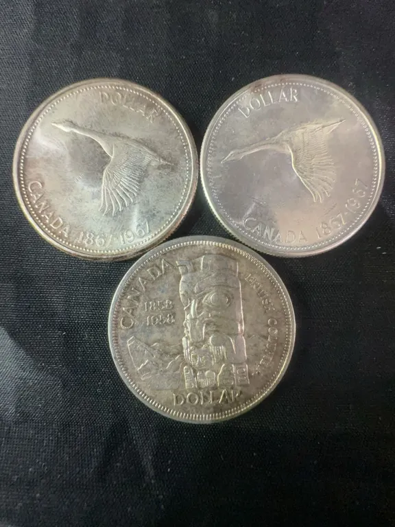 1967 & 1971 Canadian Silver Dollar Coins, Lot of 3