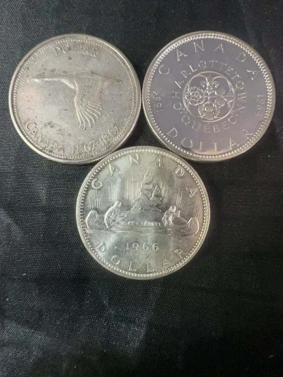 3 .800 Silver Canadian Dollar Coins, 70g Total