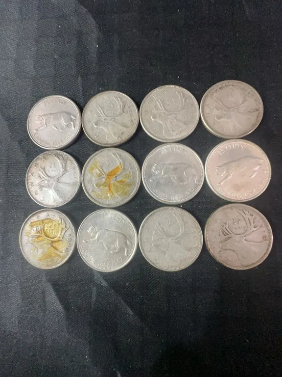 12 .800 Silver Canadian Quarters, 70g Total Silver