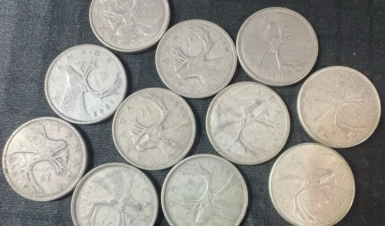 11 Canadian .800 Silver Quarters, 64g Total Silver Weight