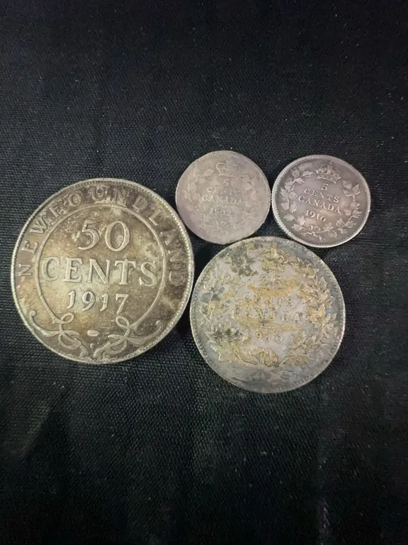 4 Canadian .925 Silver Coins, Pre 1919, Various Dates