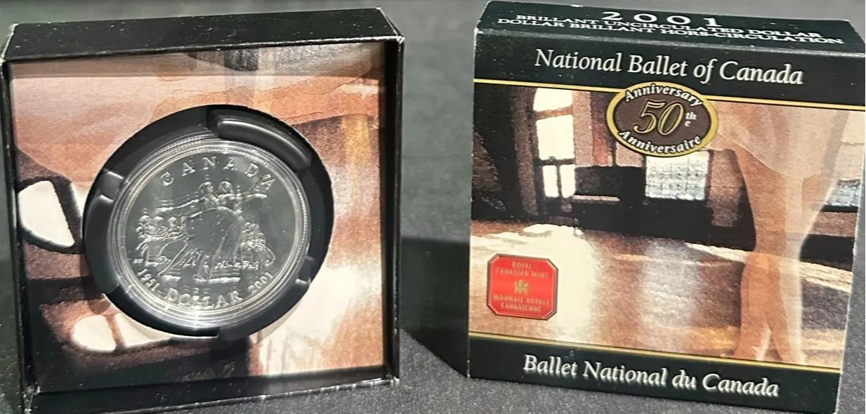 2001 National Ballet of Canada 50th Anniversary Silver Dollar .925